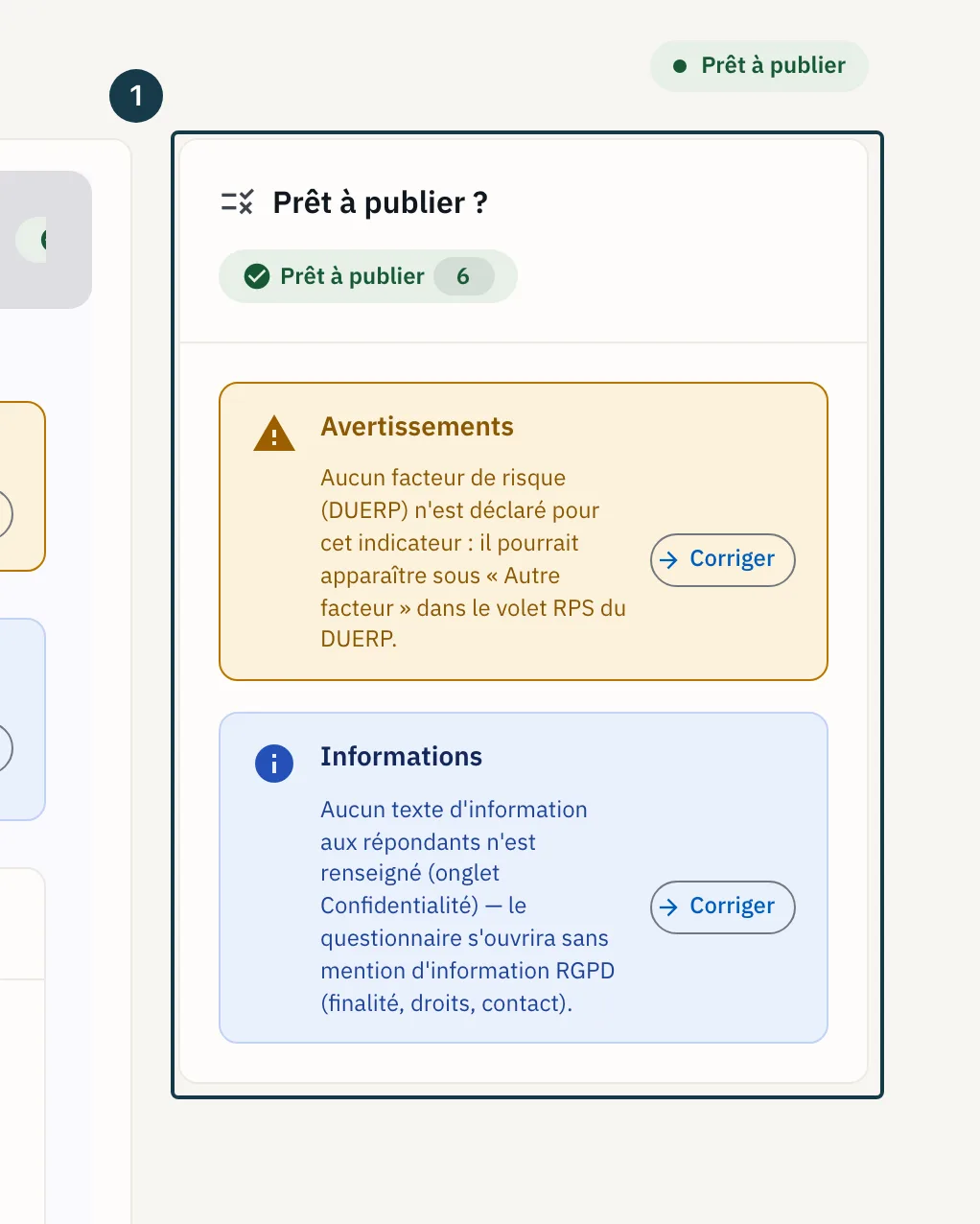 Écran d'un modèle de campagne : le rail de diagnostics et ses lignes