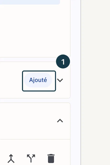 Écran du volet RPS : la puce « Ajouté » de la ligne dupliquée