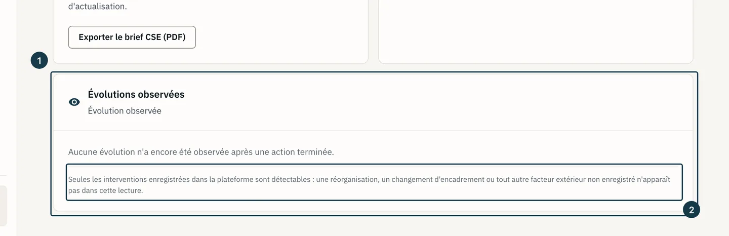 Écran « Cockpit » : la tuile « Évolutions observées » et sa limite