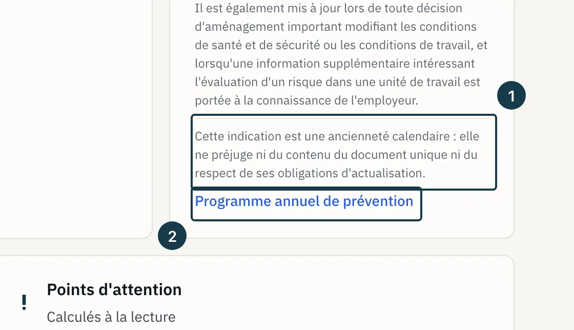 Écran « Cockpit » : le lien « Programme annuel de prévention » au pied de la tuile