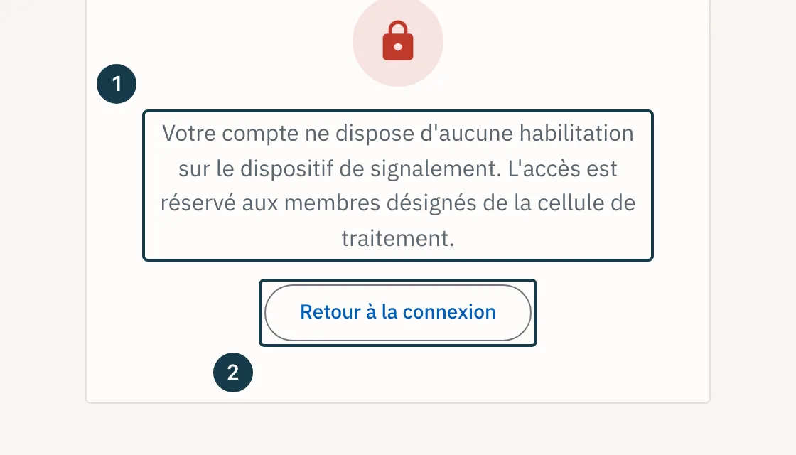 Écran «&nbsp;Accès refusé&nbsp;»&nbsp;: le message et le retour à la connexion